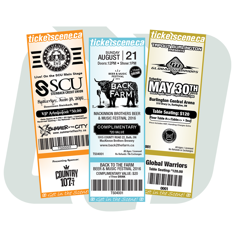 Ticketscene website on smartphone device, tablet, laptop and desktop