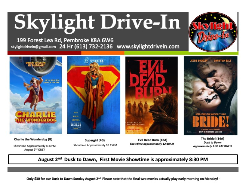 Dusk to Dawn! Charlie The Wonderdog Followed By Supergirl WITH Evil Dead Burn and finally The Bride!